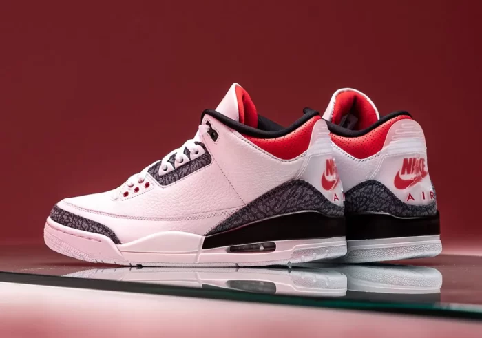 Jordan 3 Denim White, Black & Fire Red