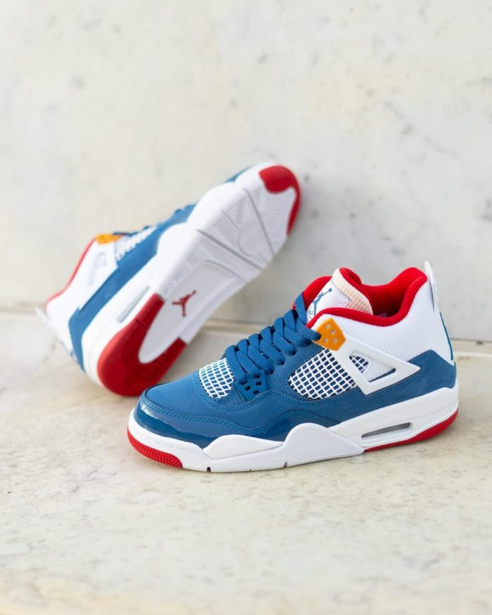 Jordan 4 Blue, White & Red
